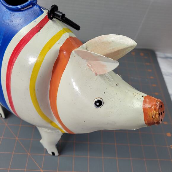 Scooter the Pig Metal Novelty Watering Can Garden Decor - Picture 4 of 11